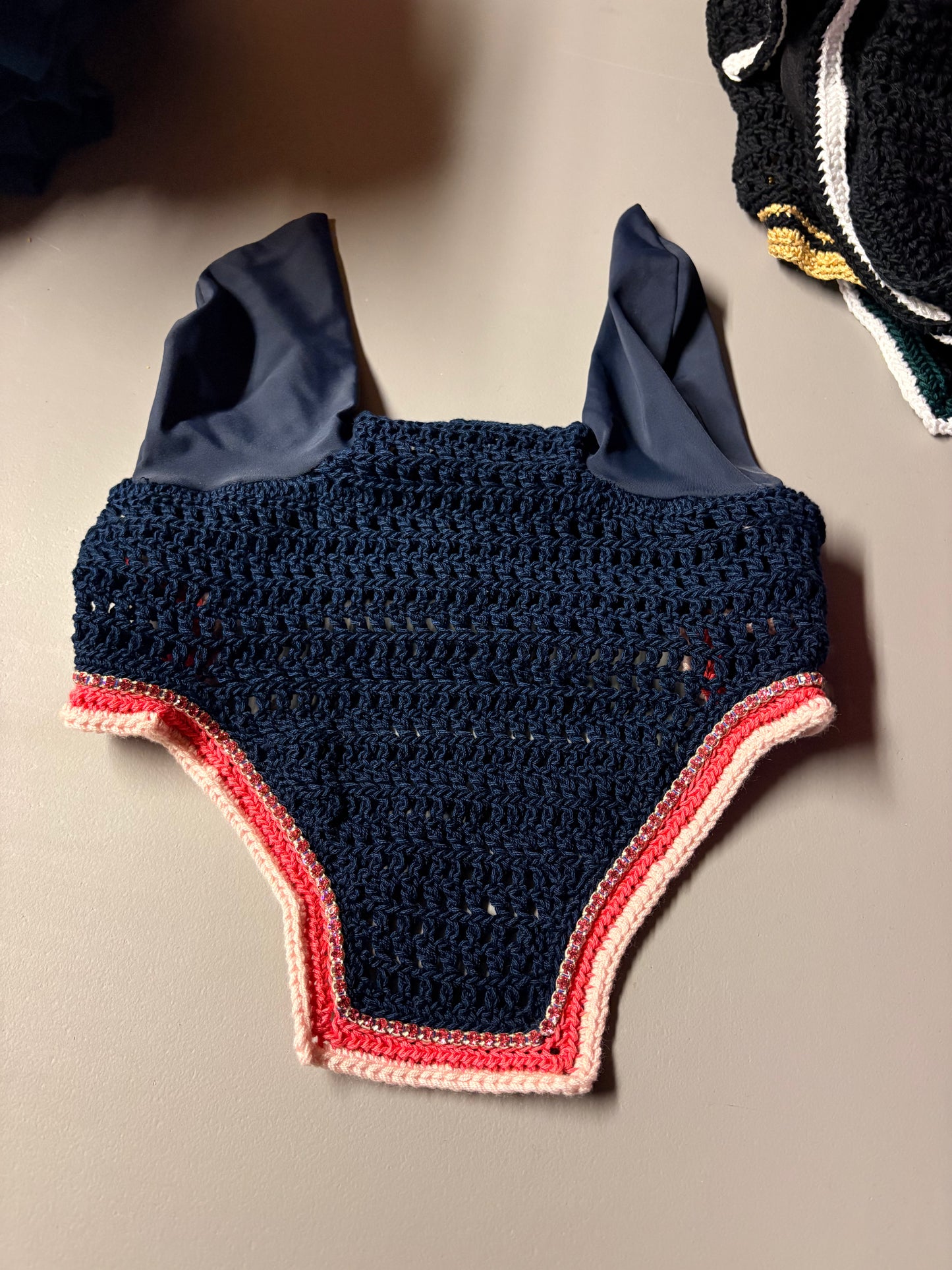 Navy and Pink Horse Sized with Crystals