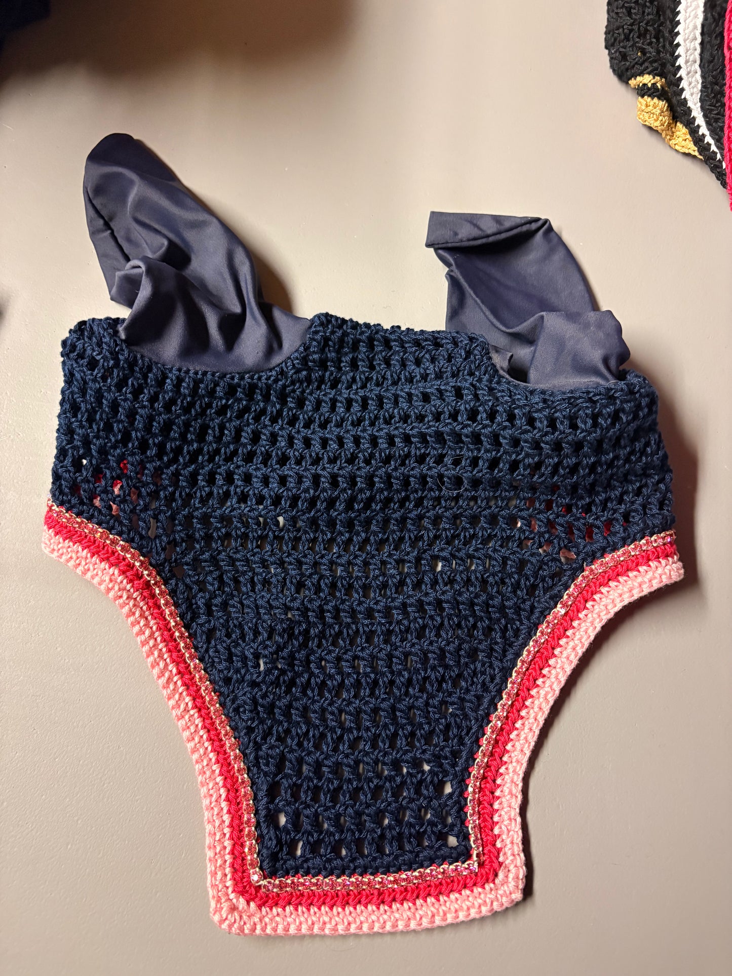 Navy and Pink Horse Sized with Crystals