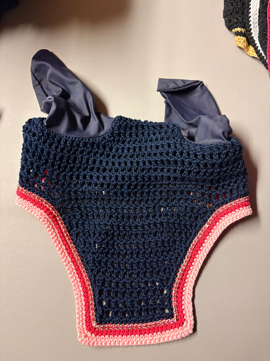 Navy and Pink Horse Sized with Crystals